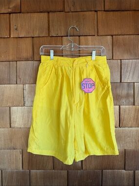 Vintage Bright Yellow Men's Silk Shorts